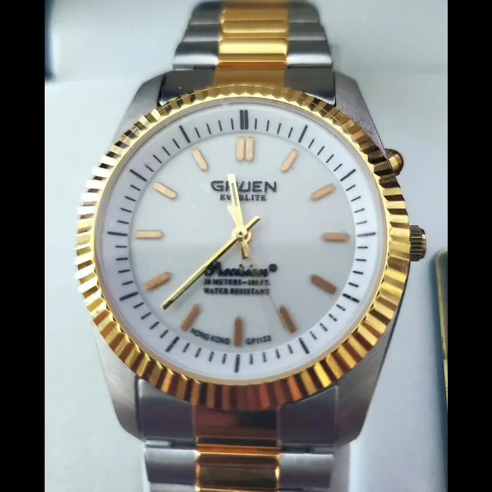 NOS Rare Gruen Embassy Fluted President Lite Dial‎ Mens Watch